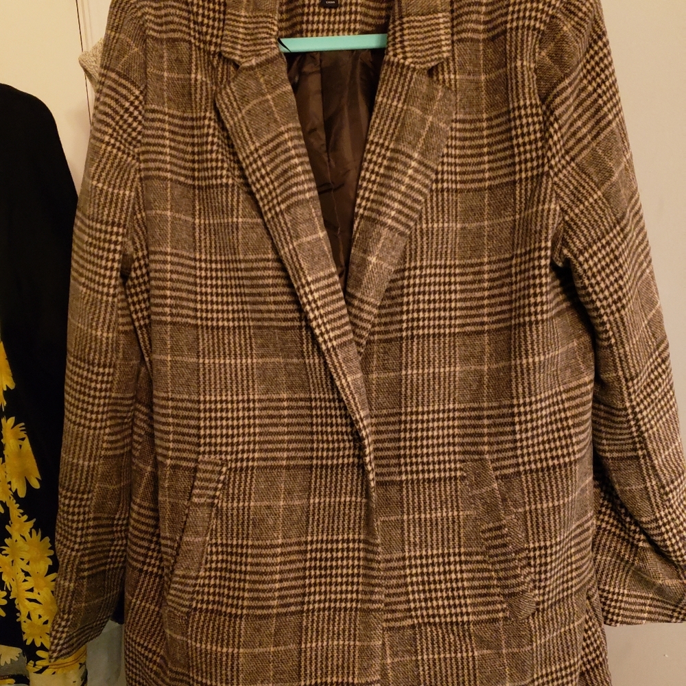 Wool blend long blazer